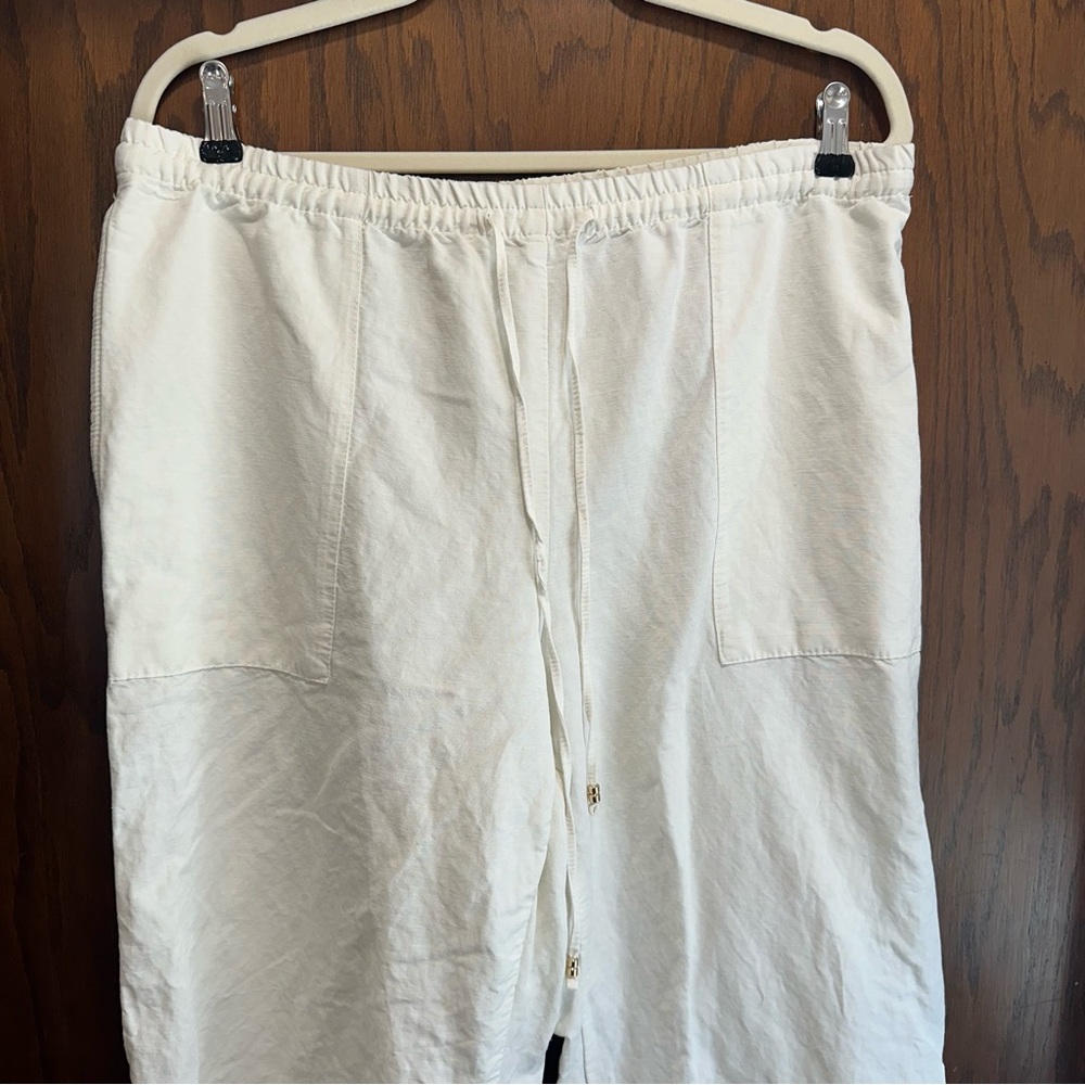 H&M Cream Drawstring Linen Pants - Picture 2 of 6
